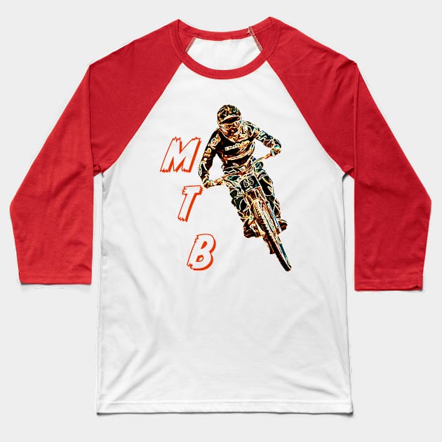 mountain bike enduro downhill Baseball T-Shirt by rickylabellevie